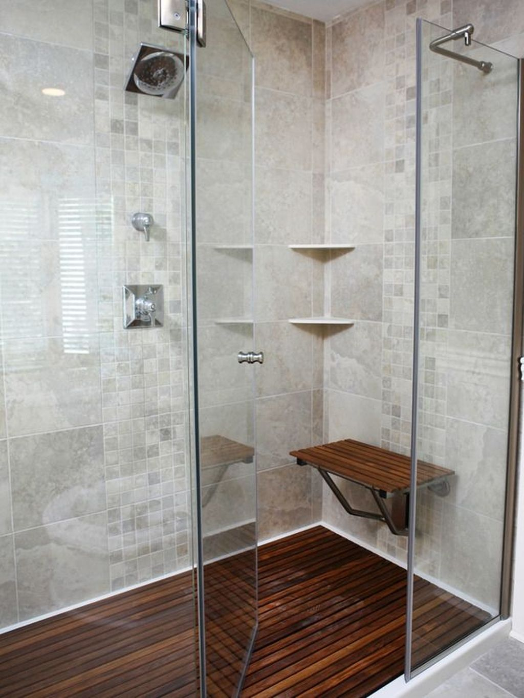 Marvelous Wooden Shower Floor Tiles Designs Ideas For Bathroom Remodel 08