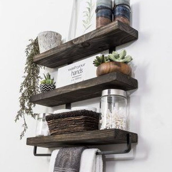 Amazing Bathroom Shelf Ideas With Industrial Farmhouse Towel Bar Tips For Buying It 03