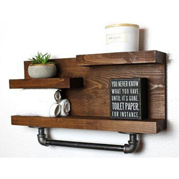 Amazing Bathroom Shelf Ideas With Industrial Farmhouse Towel Bar Tips For Buying It 06