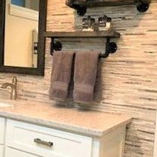 Amazing Bathroom Shelf Ideas With Industrial Farmhouse Towel Bar Tips For Buying It 27