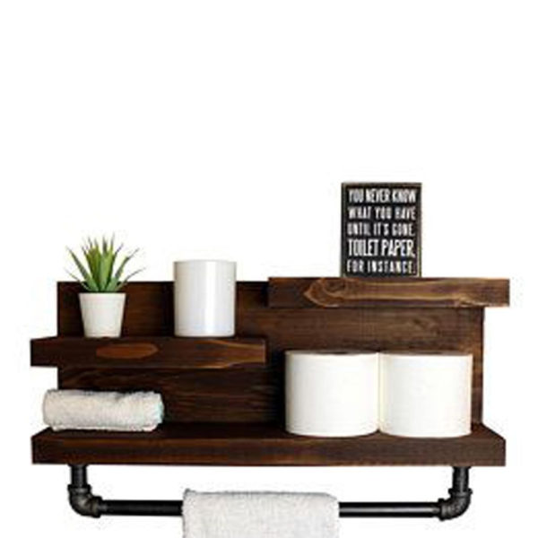 Amazing Bathroom Shelf Ideas With Industrial Farmhouse Towel Bar Tips For Buying It 29