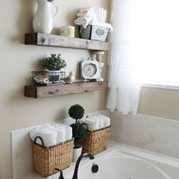 Amazing Bathroom Shelf Ideas With Industrial Farmhouse Towel Bar Tips For Buying It 34