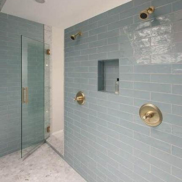 Chic Blue Shower Tile Design Ideas For Your Bathroom 20