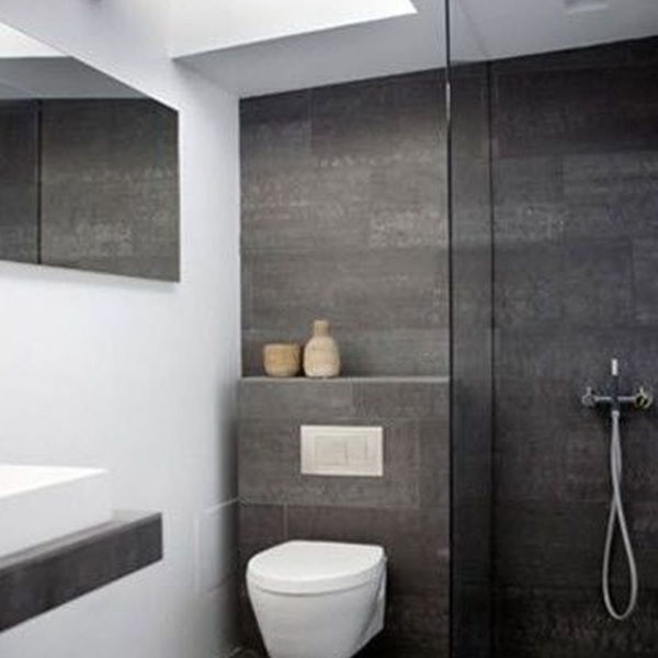 Fantastic Black Floor Tiles Design Ideas For Modern Bathroom 27