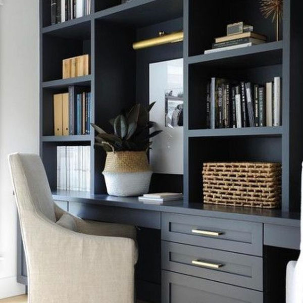 Popular Home Office Cabinet Design Ideas For Easy Organization Storage 22
