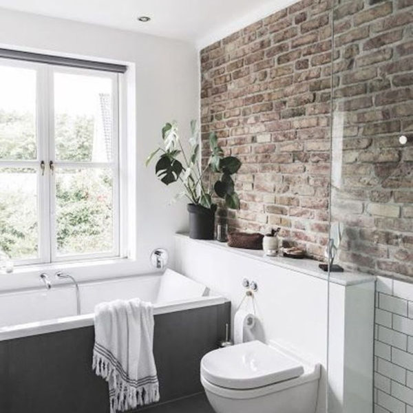 Modern Bathroom Design Ideas With Exposed Brick Tiles 19
