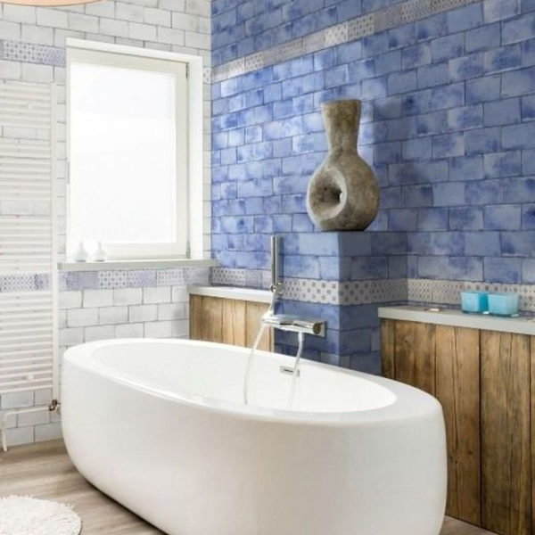 Modern Bathroom Design Ideas With Exposed Brick Tiles 34