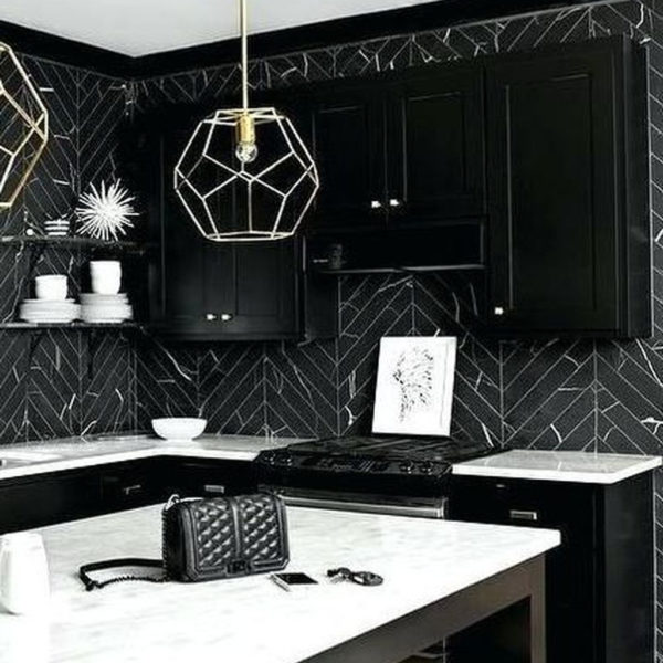Extraordinary Black Backsplash Kitchen Design Ideas That You Should Try 11