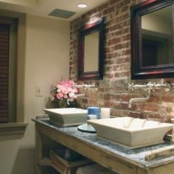 Fabulous Bathroom With Wall Brick Decoration Ideas To Try Asap 21