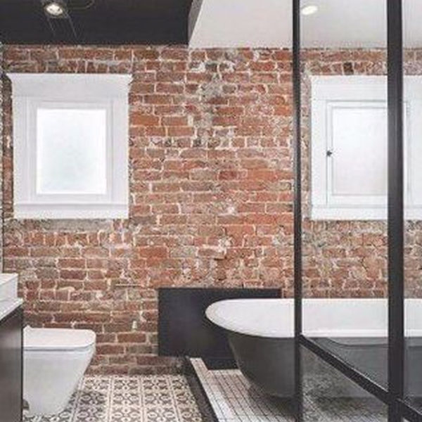 Fabulous Bathroom With Wall Brick Decoration Ideas To Try Asap 42