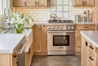 Farmhouse Kitchen Sink With Oak Cabinets