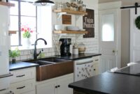 Farmhouse Kitchen White Cabinets Black Countertops